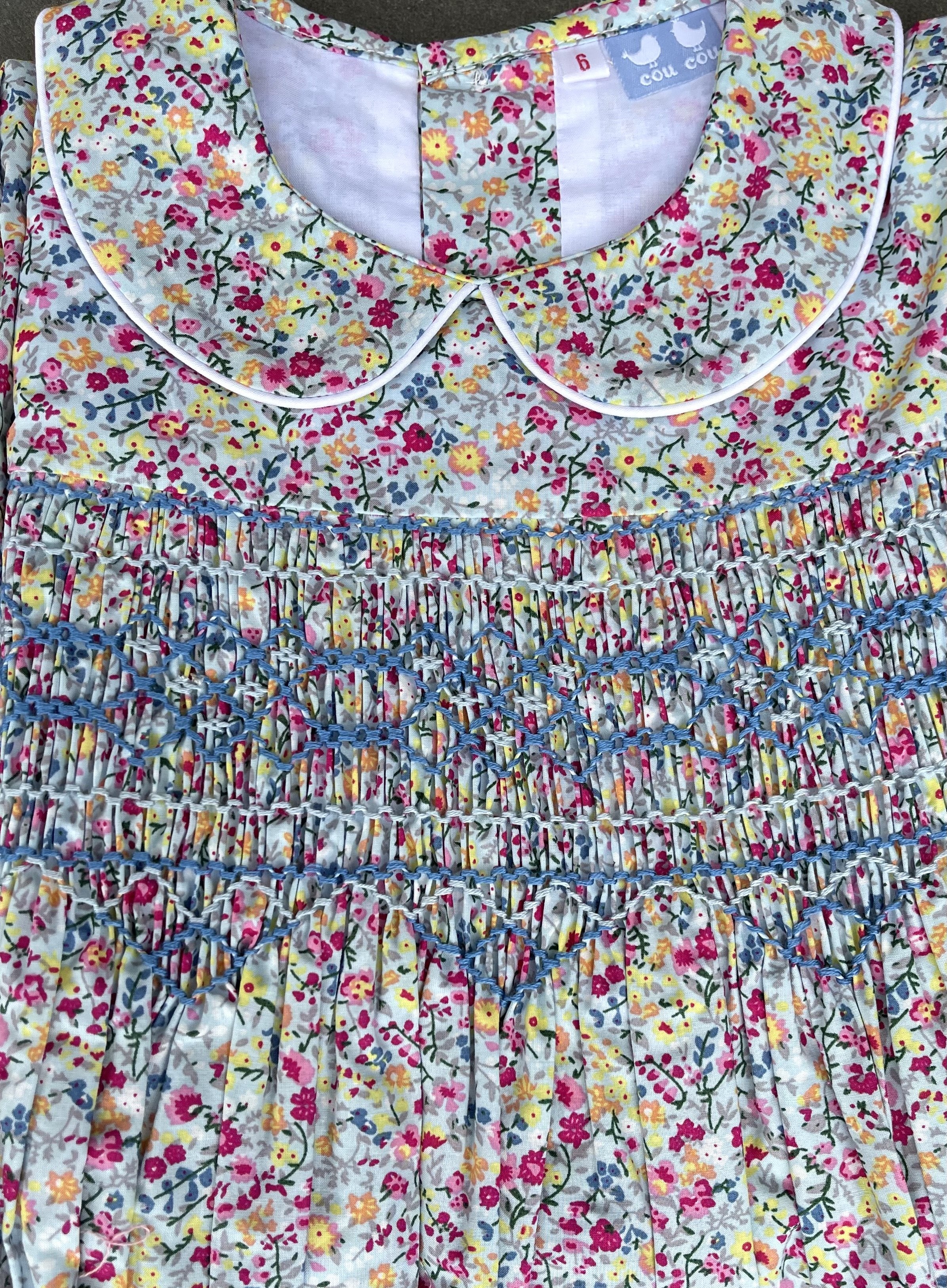 Bella Blue Floral Smock Dress - Cou Cou Baby
