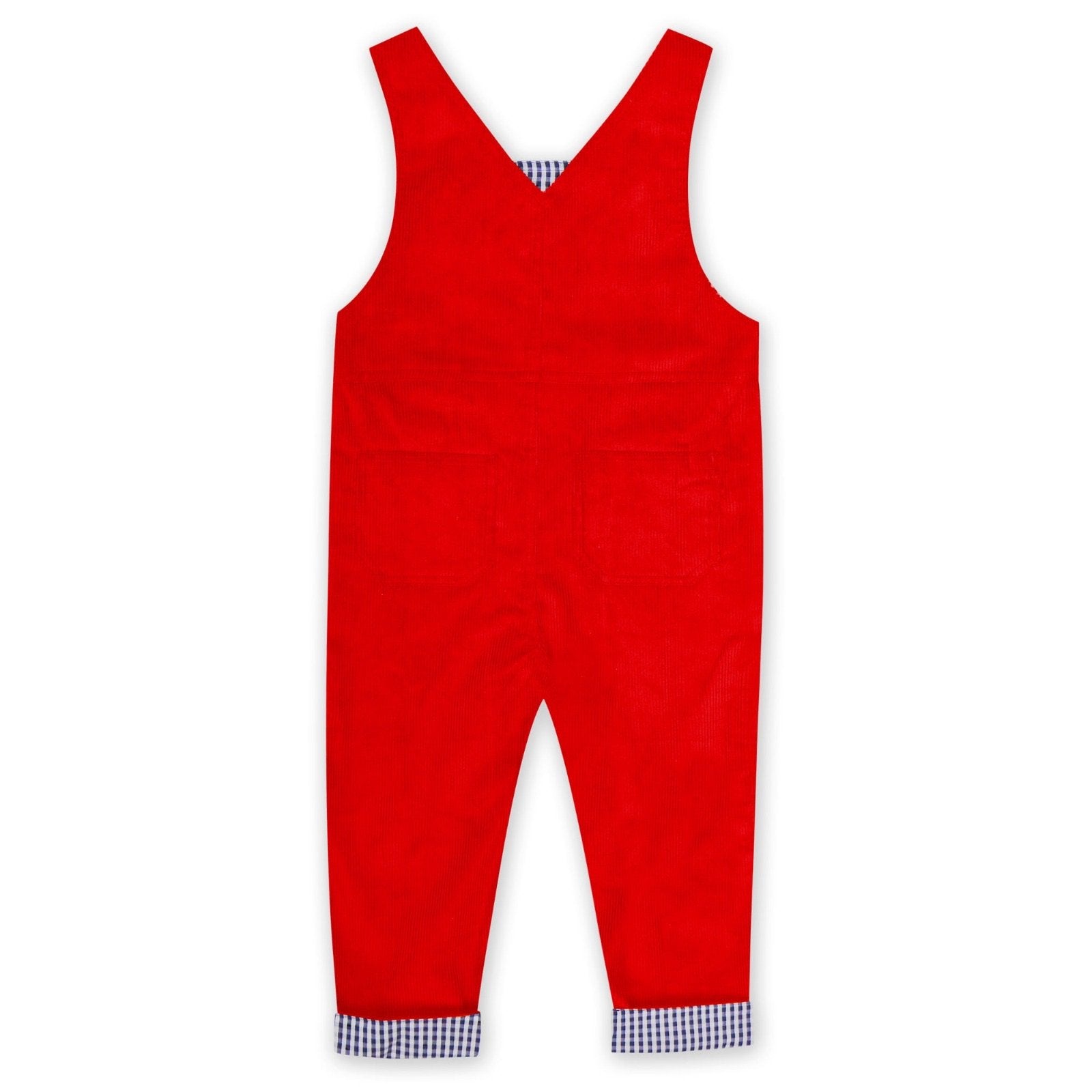 Corduroy Overalls In Red With Navy Birds - Cou Cou Baby