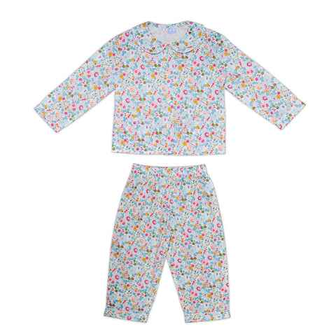 Girls Pale Blue Liberty Print Pyjamas - Cou Cou Baby