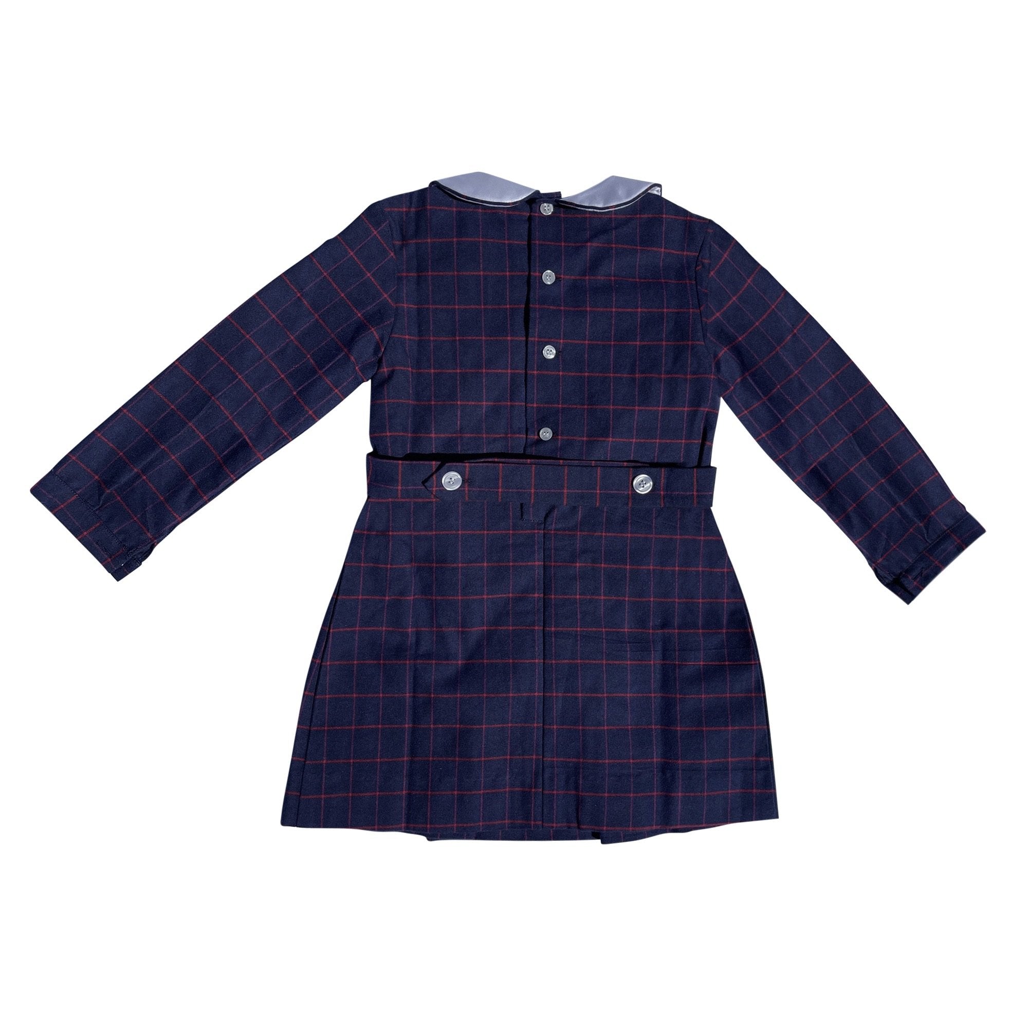 Grace Navy And Red Check Collared Dress - Cou Cou Baby