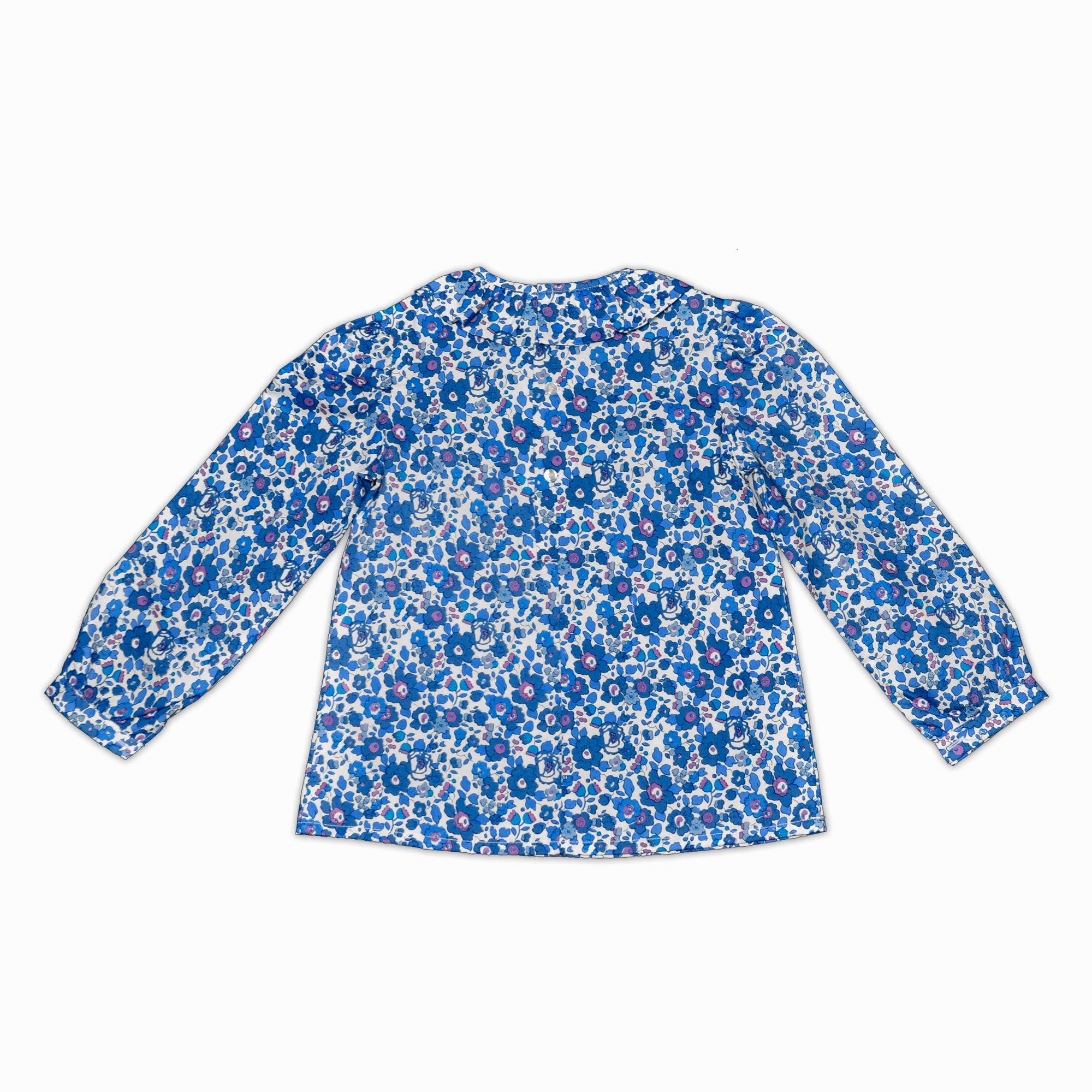 Frill Collared Shirt In Navy Liberty Print - Cou Cou Baby