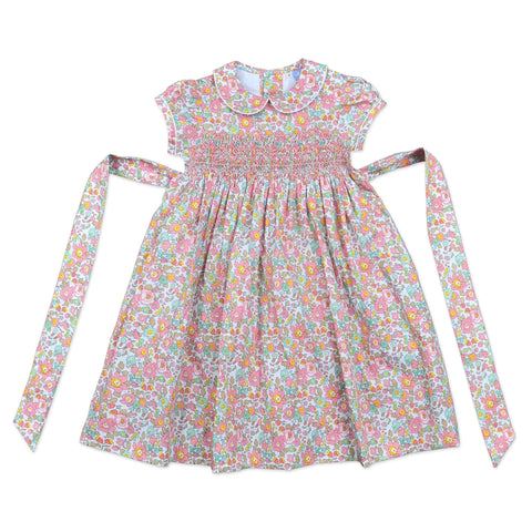 Bella Cap Sleeve Pale Pink Liberty Smock Dress - Cou Cou Baby