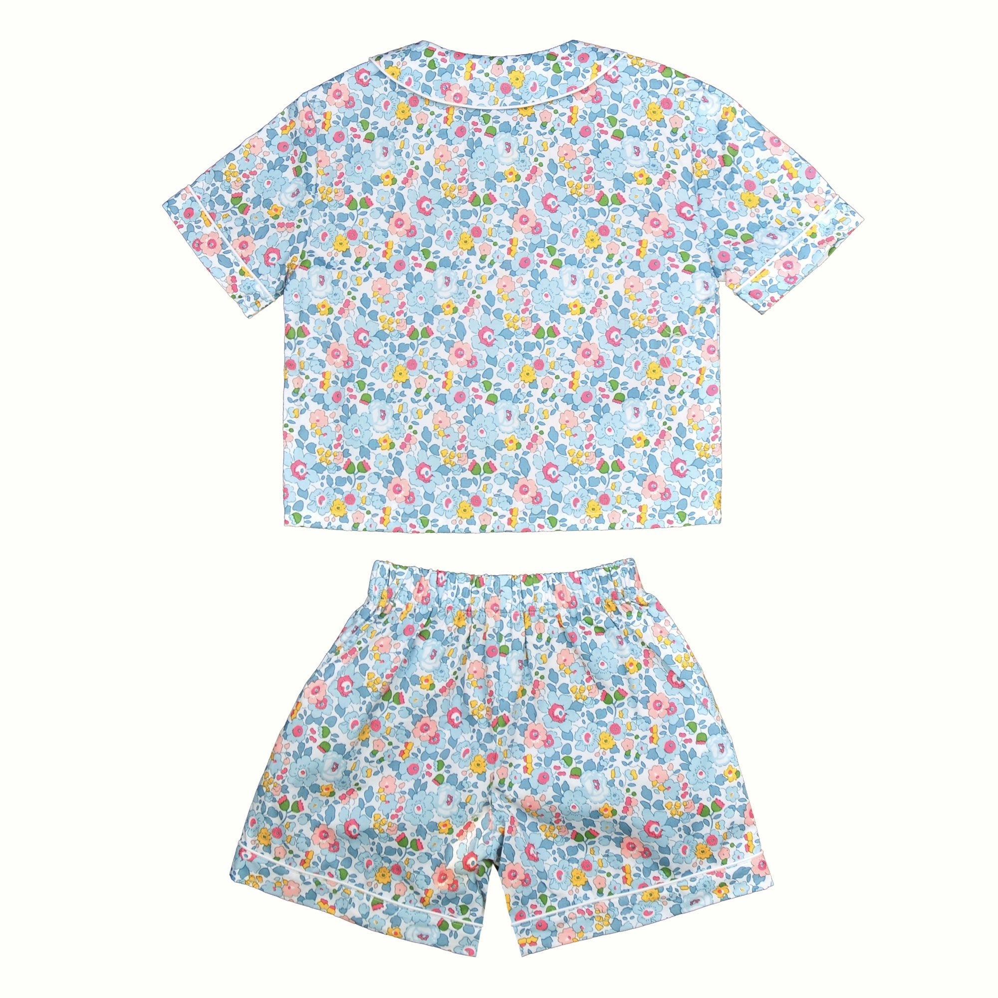 Girls Pale Blue Liberty Print Short Pyjamas - Cou Cou Baby