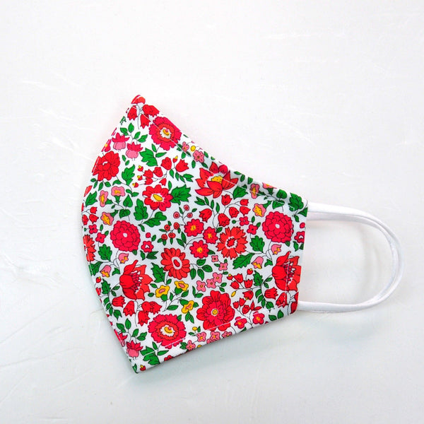 Face Mask In Red And Green Liberty Print - Cou Cou Baby