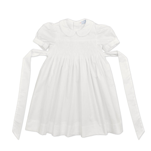 Bella Cap Sleeve White Smock Dress - Cou Cou Baby