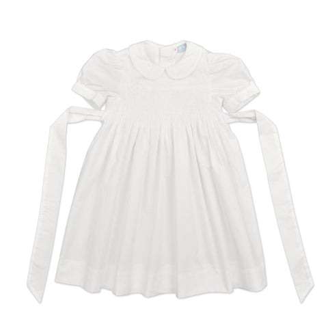 Bella Cap Sleeve White Smock Dress - Cou Cou Baby