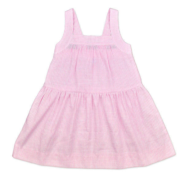 Camilla Dress In Pale Pink And White Stripe - Cou Cou Baby