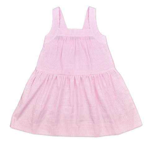 Camilla Dress In Pale Pink And White Stripe - Cou Cou Baby