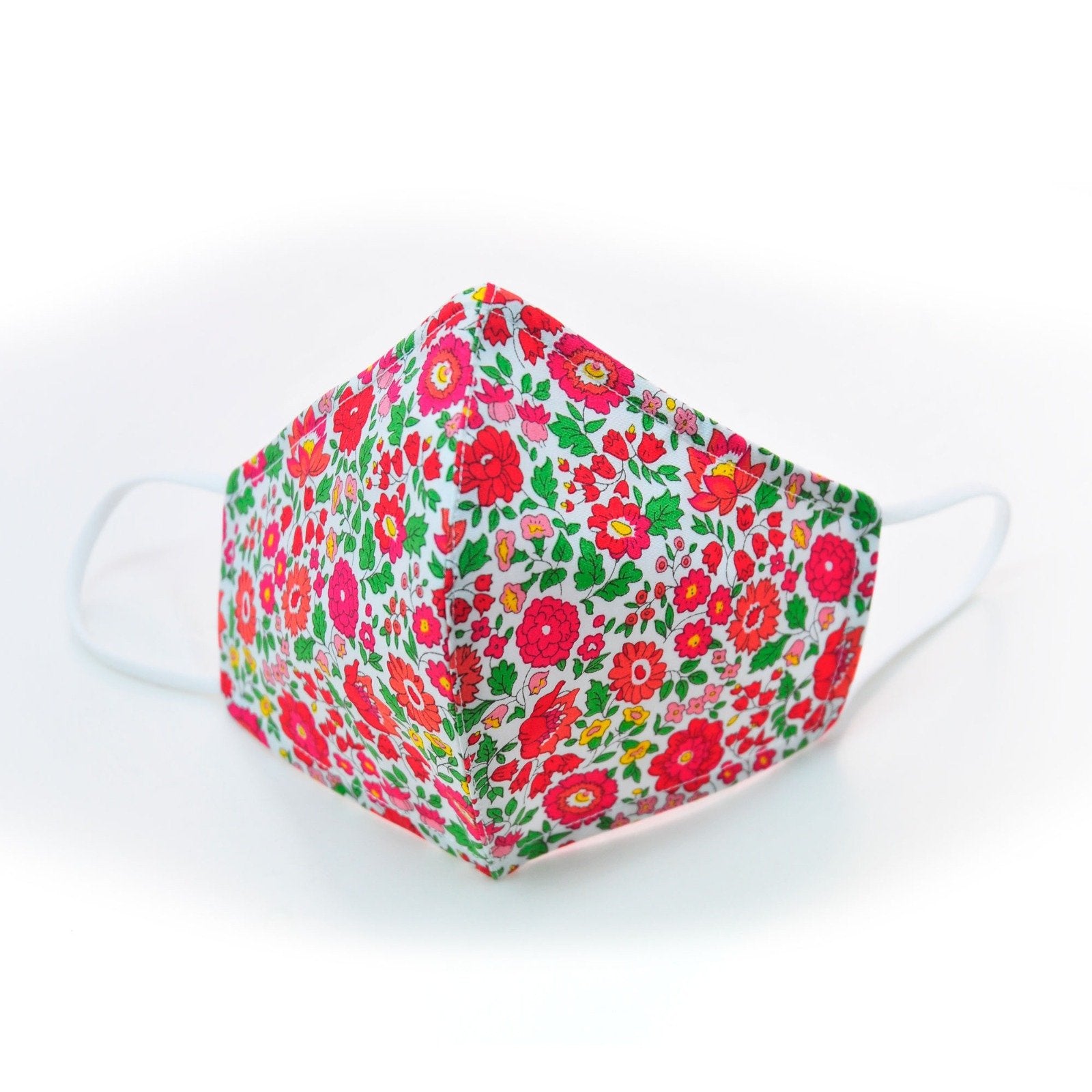 Face Mask In Red And Green Liberty Print - Cou Cou Baby