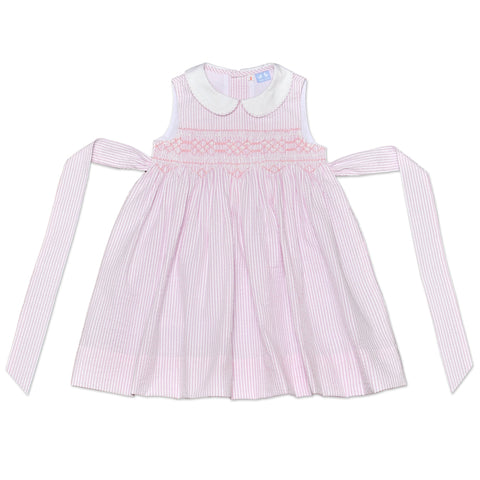 Bella Pink And White Stripe Smock Dress - Cou Cou Baby