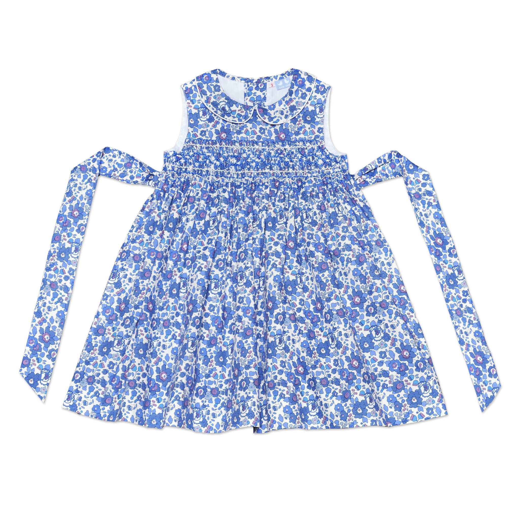 Bella Navy And Blue Liberty Print Smock Dress - Cou Cou Baby