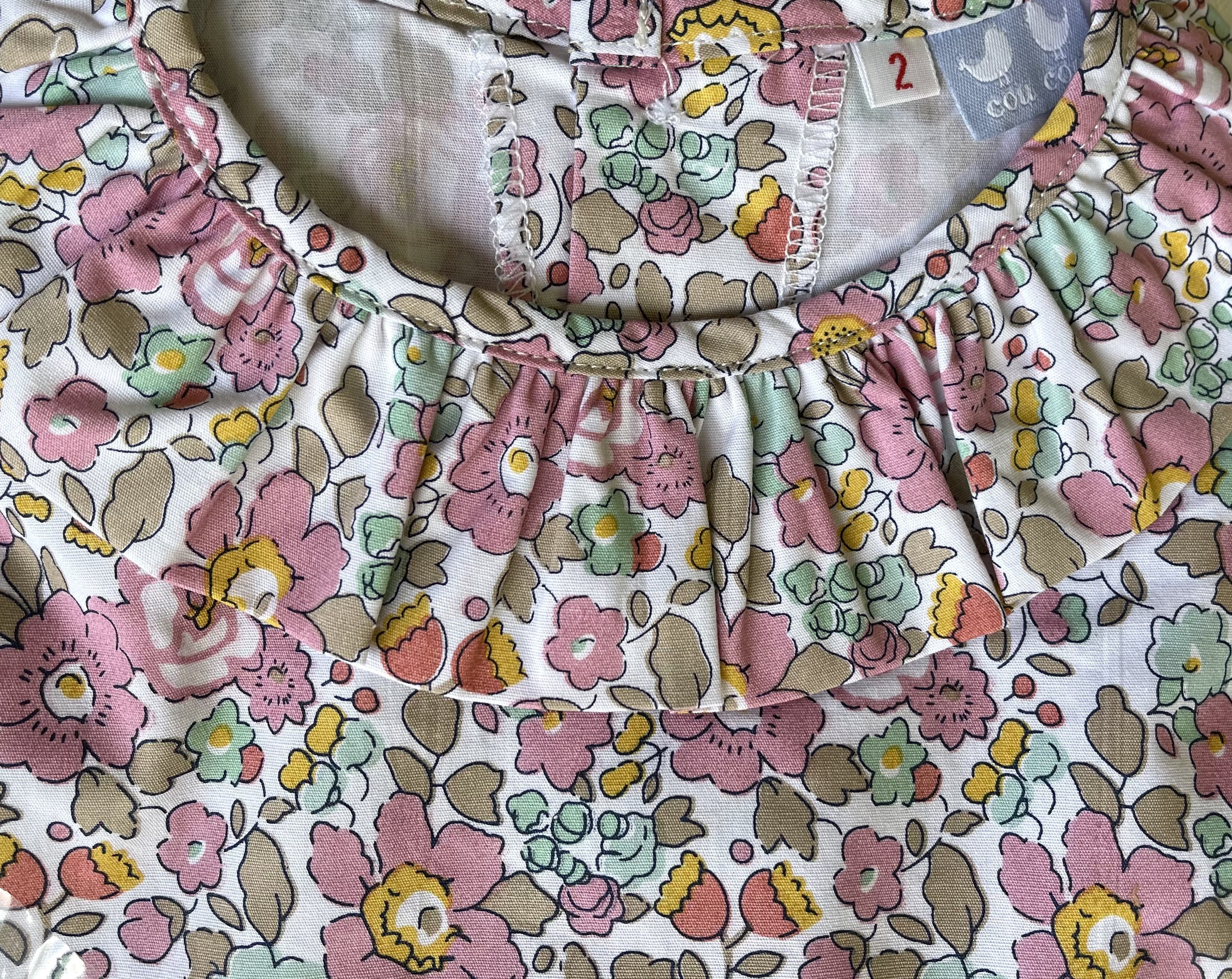 Frill Collared Shirt In Pink Liberty Print - Cou Cou Baby