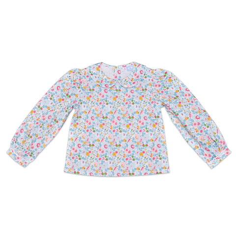 Collared Shirt In Pale Blue Liberty Print - Cou Cou Baby