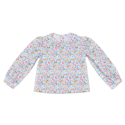 Collared Shirt In Pale Blue Liberty Print - Cou Cou Baby