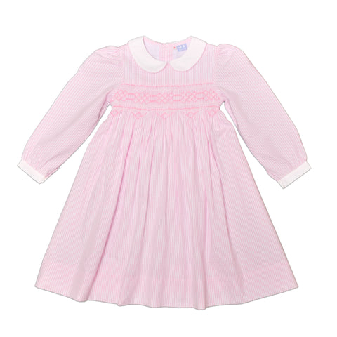 Chloe Pink And White Stripe Smock Dress - Cou Cou Baby