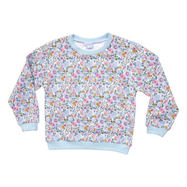 Bessie Pale Blue Liberty Print Sweater - Cou Cou Baby