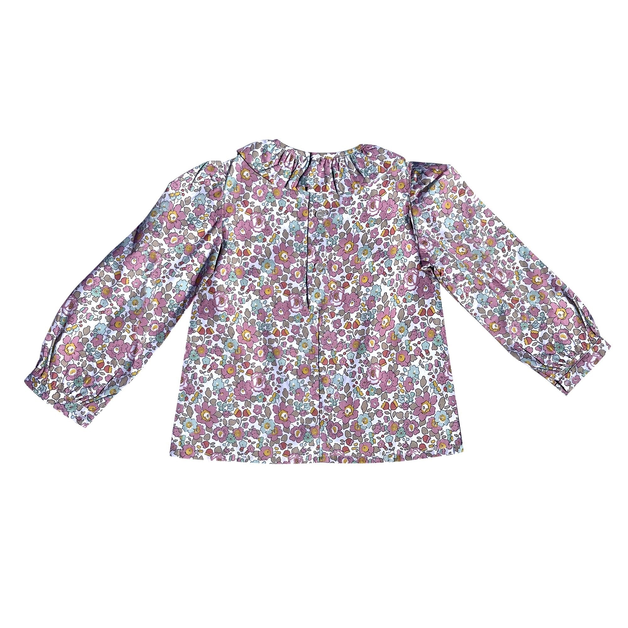Frill Collared Shirt In Pink Liberty Print - Cou Cou Baby
