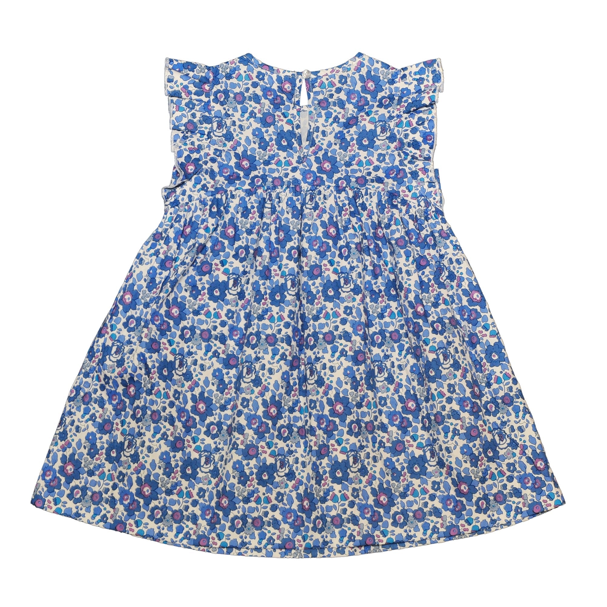 Frill Sleeve Navy And Blue Liberty Print Dress - Cou Cou Baby