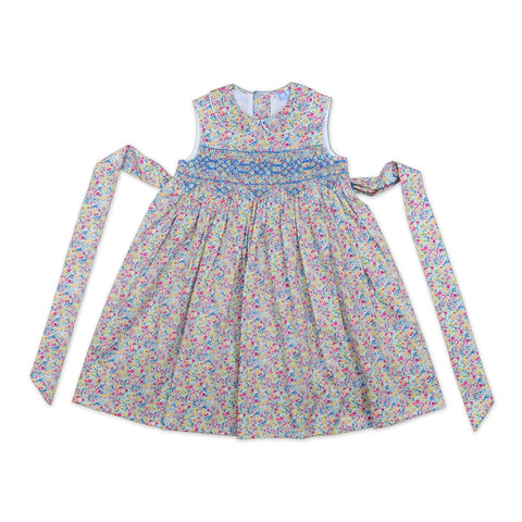 Bella Blue Floral Smock Dress - Cou Cou Baby