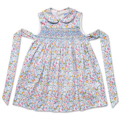 Bella Pale Blue Liberty Print Smock Dress - Cou Cou Baby