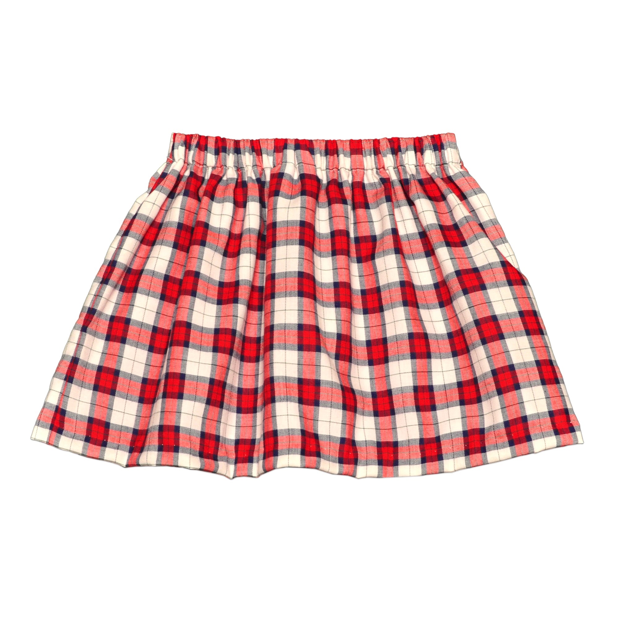 Navy, Red And White Plaid Skirt - Cou Cou Baby