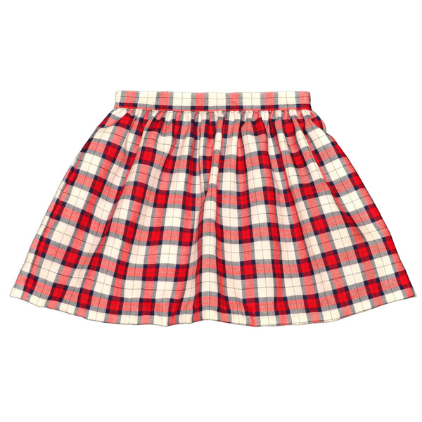 Navy, Red And White Plaid Skirt - Cou Cou Baby