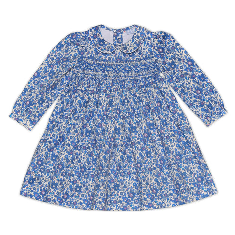 Grace Navy And Blue Liberty Print Smock Dress - Cou Cou Baby